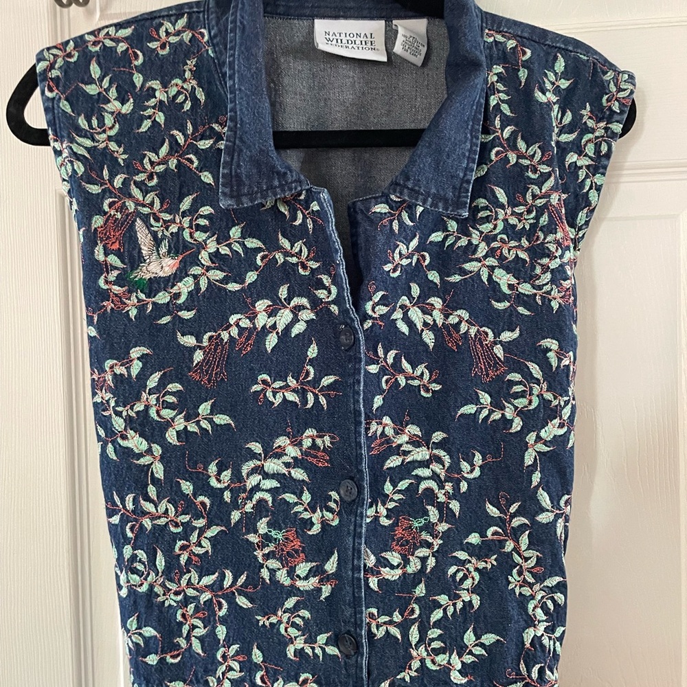 Wildlife Federation Denim Midi Dress with Embroidered Floral Bodice - Picture 3 of 6
